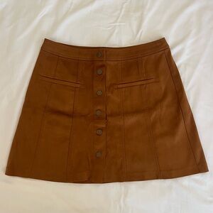 Zara Trafulac Brown Faux Suede Button Front Mini Skirt